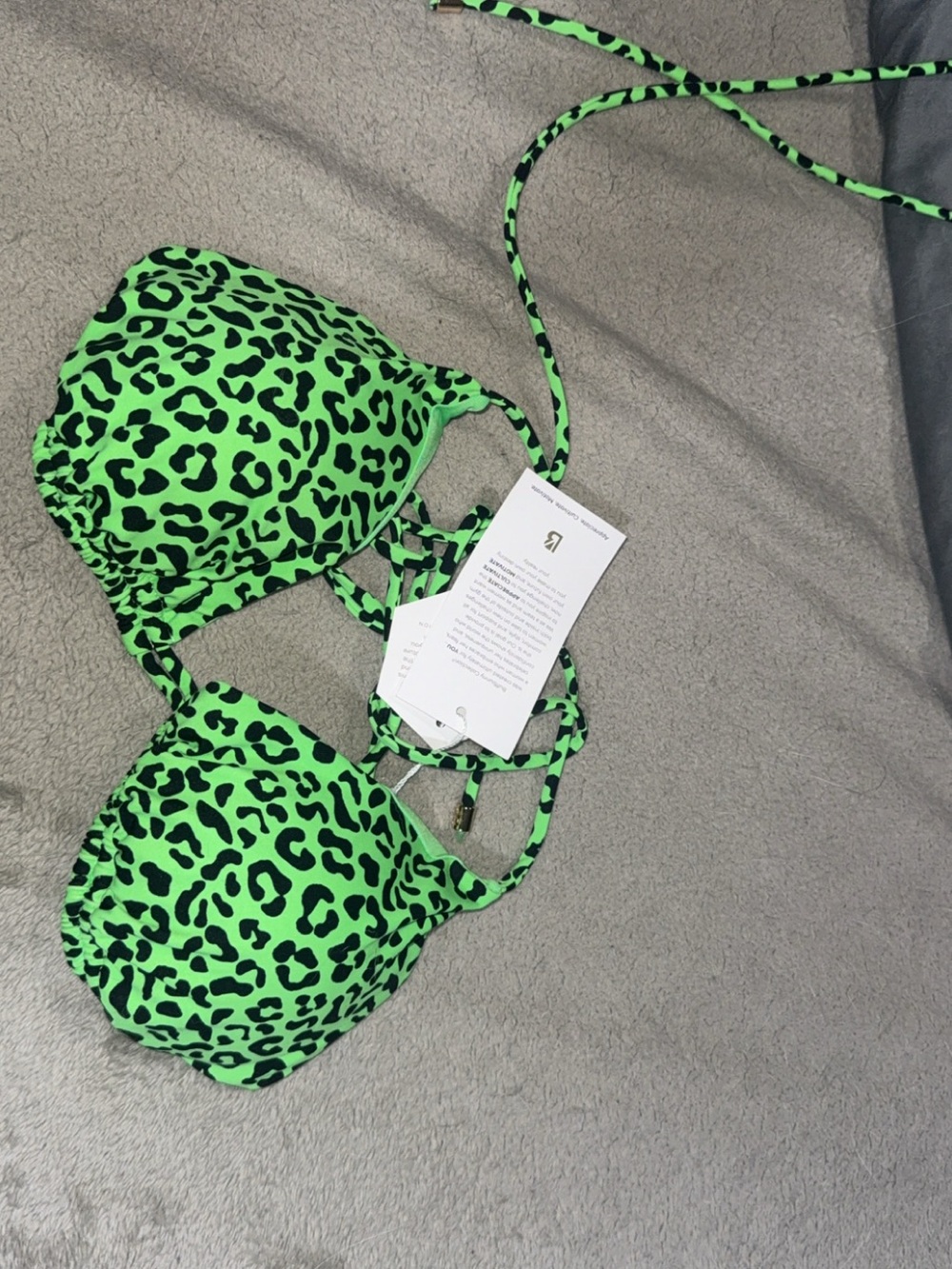 BuffBunny Neon Green and Black Leopard Print Bikini Top